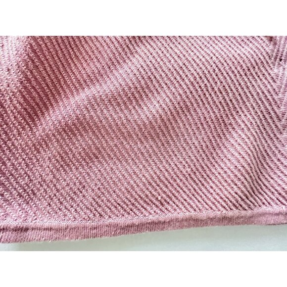 Pink Size L V-Neck Sweater With Pearl & Rhinestone Accents Ribbed A Love Story - Picture 9 of 13